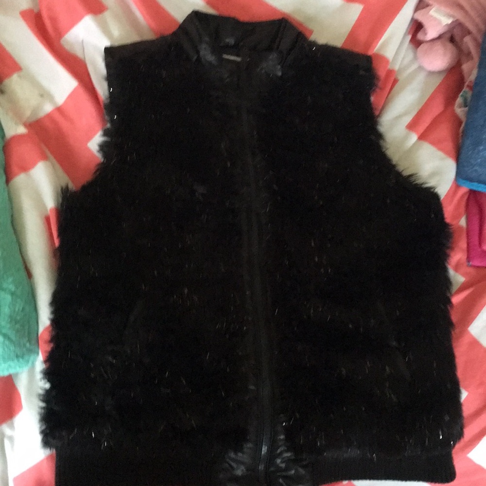 Black furry vest